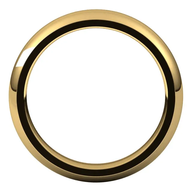 18K Yellow Gold Domed Comfort Fit Wedding Band, 4 mm Wide
