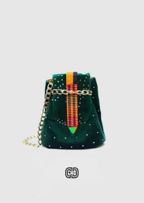 African green velvet bag