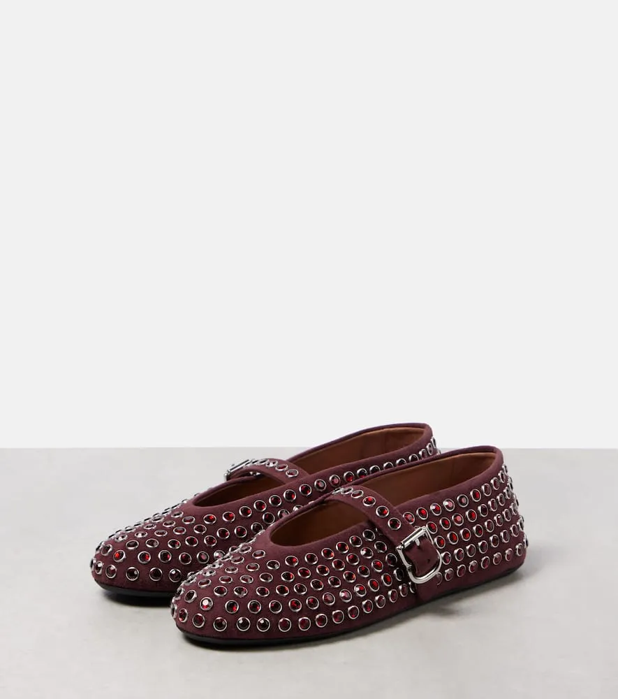 Alaia Embellished suede ballet flats
