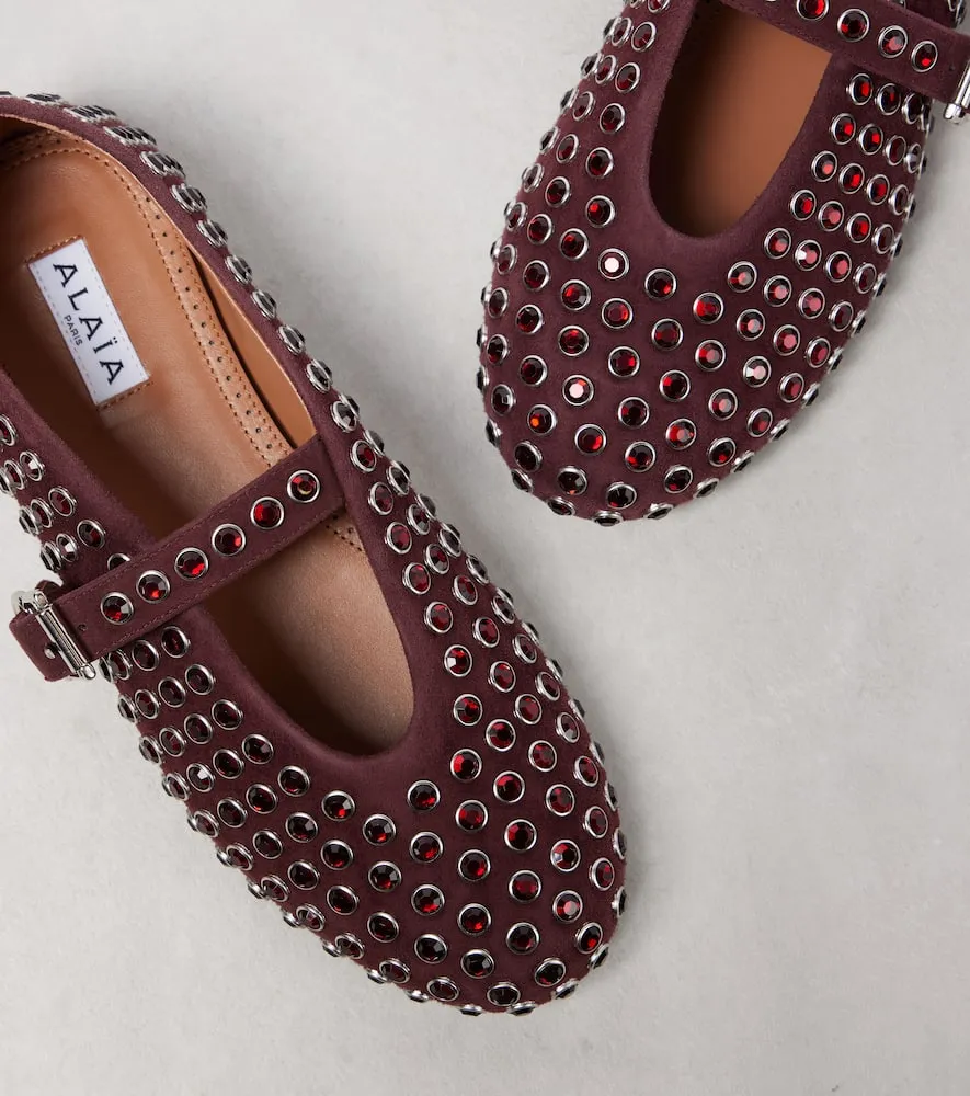 Alaia Embellished suede ballet flats