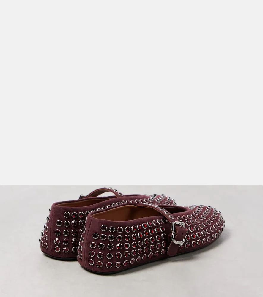 Alaia Embellished suede ballet flats