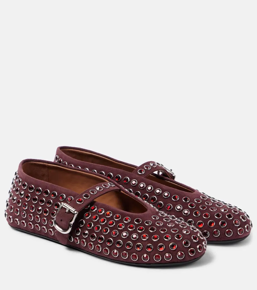 Alaia Embellished suede ballet flats
