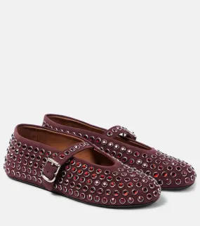 Alaia Embellished suede ballet flats