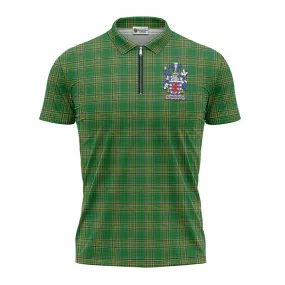 Aldborough Irish Clan Tartan Zipper Polo Shirt with Coat of Arms