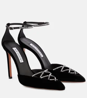 Aquazzura Audace Crystal 105 velvet pumps