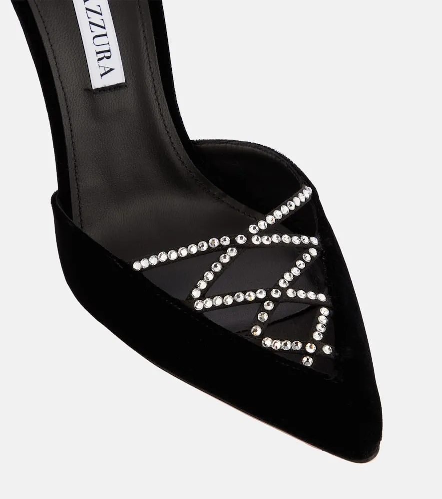 Aquazzura Audace Crystal 105 velvet pumps