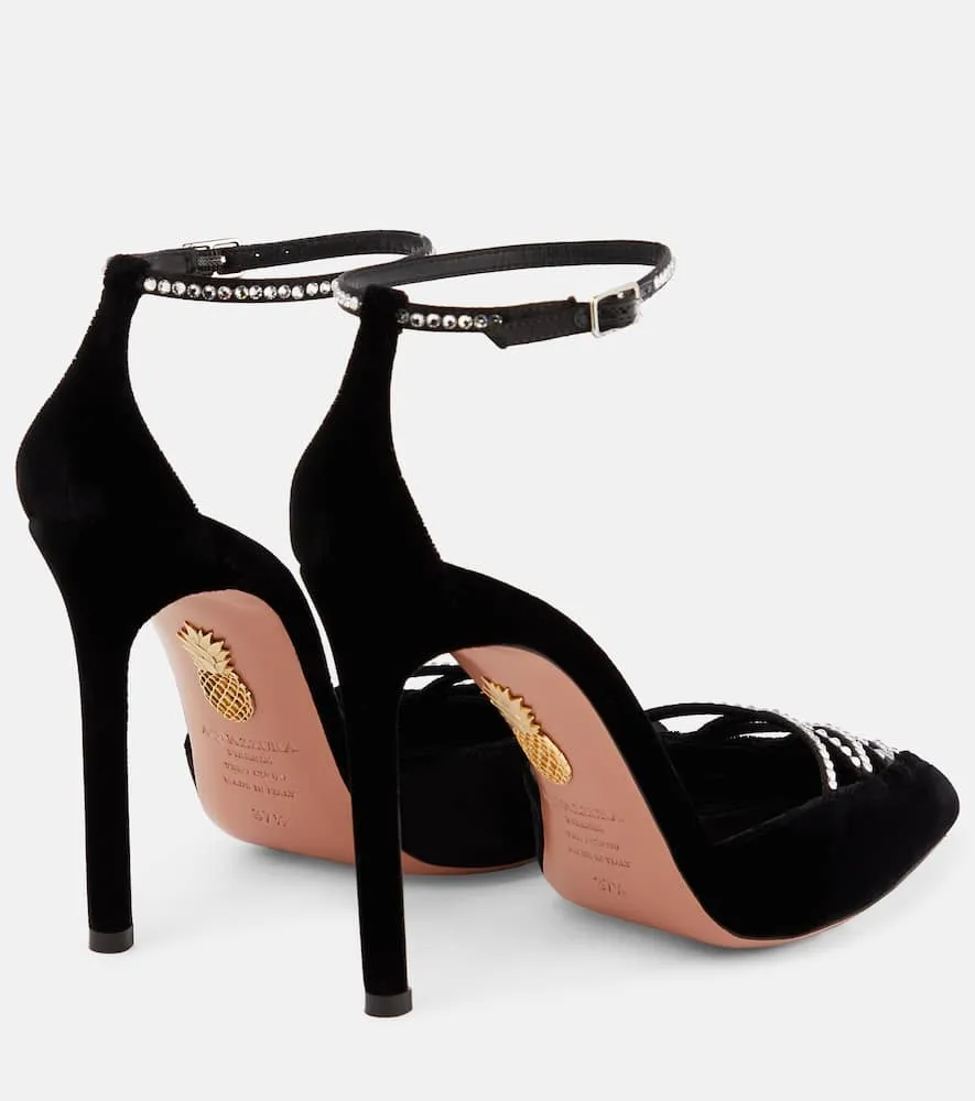 Aquazzura Audace Crystal 105 velvet pumps