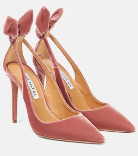 Aquazzura Bow Tie 105 velvet pumps