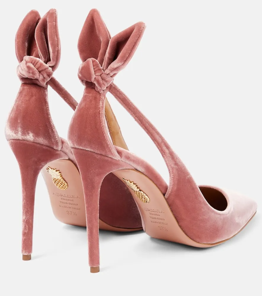 Aquazzura Bow Tie 105 velvet pumps