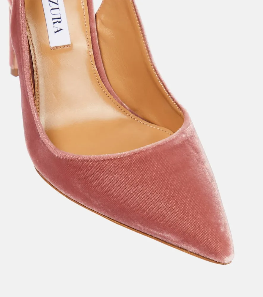 Aquazzura Bow Tie 105 velvet pumps