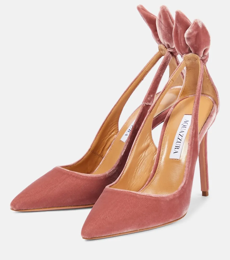 Aquazzura Bow Tie 105 velvet pumps