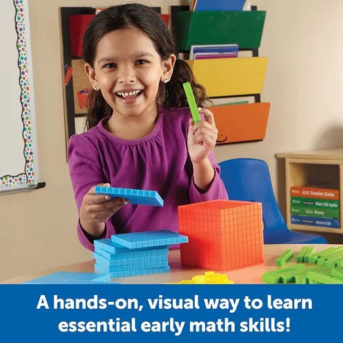 Base Ten Starter Kit - Colorful | 100-Piece Math Set by Learning Resources Brights US | Age 6 