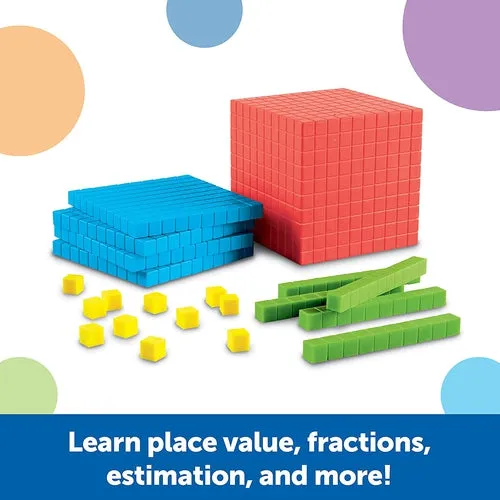 Base Ten Starter Kit - Colorful | 100-Piece Math Set by Learning Resources Brights US | Age 6 
