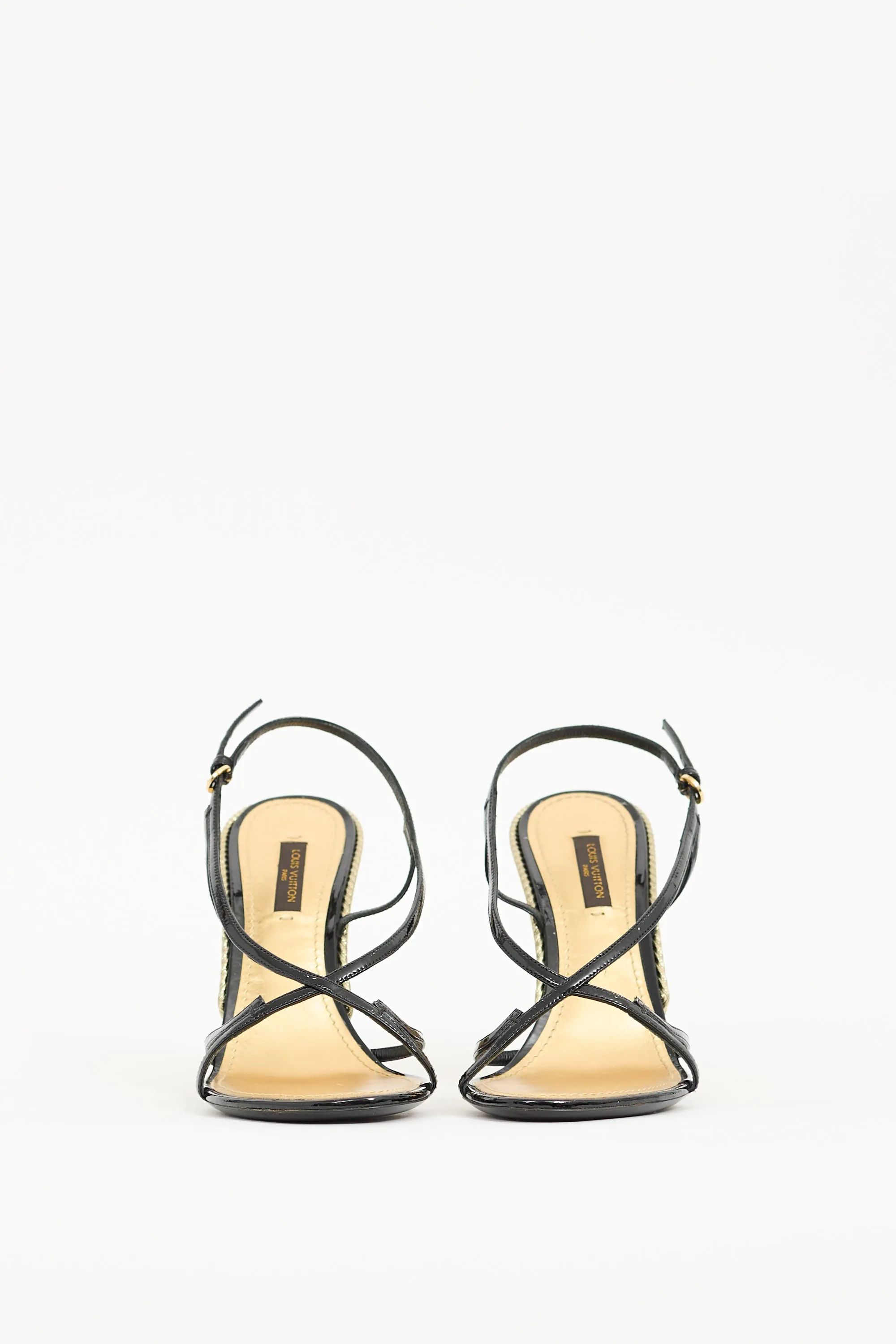 Black & Gold Fame Wedge Sandal