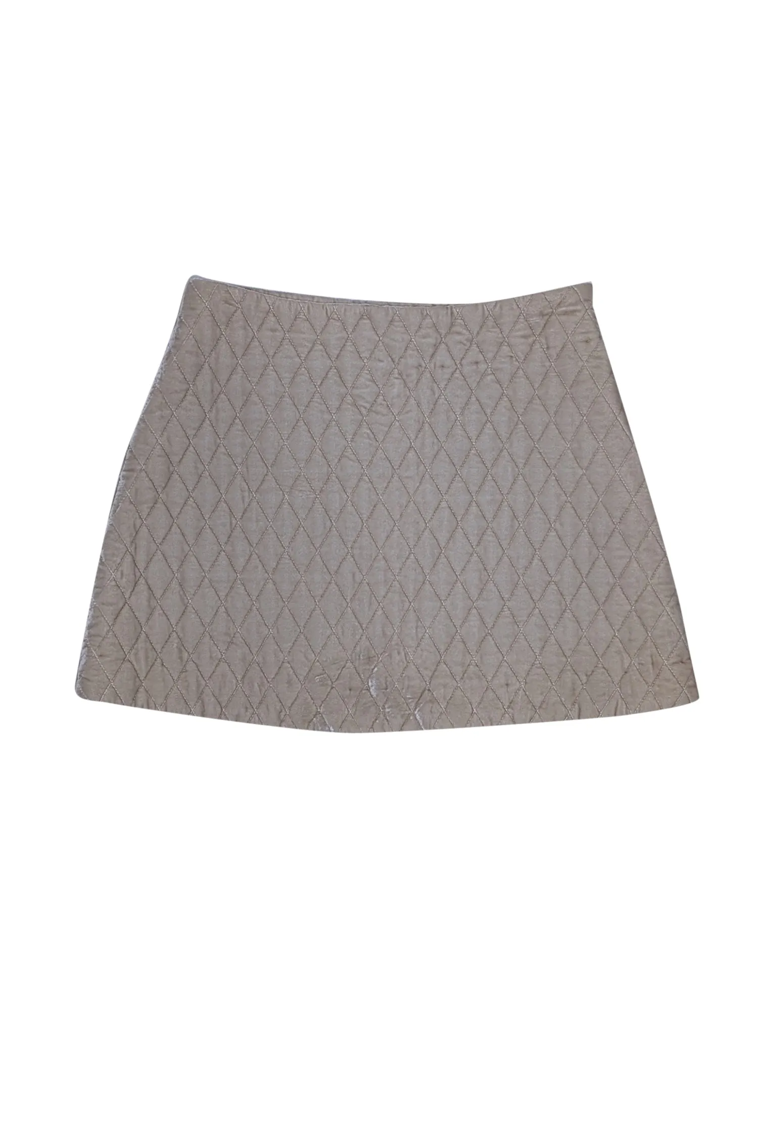 Cara Cara - Cream Quilted Velvet Mini Skirt Sz S