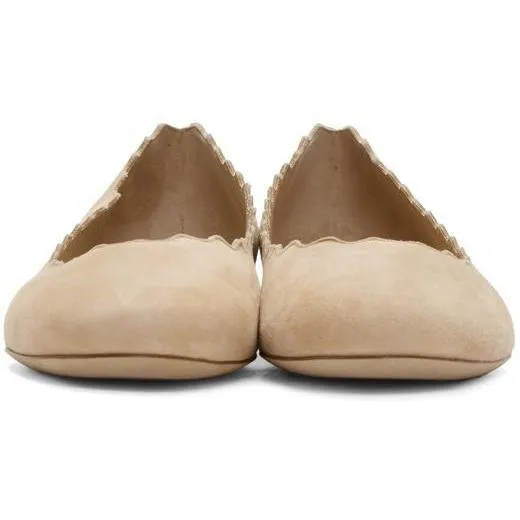 ChloÃ© Beige Suede Lauren Flats