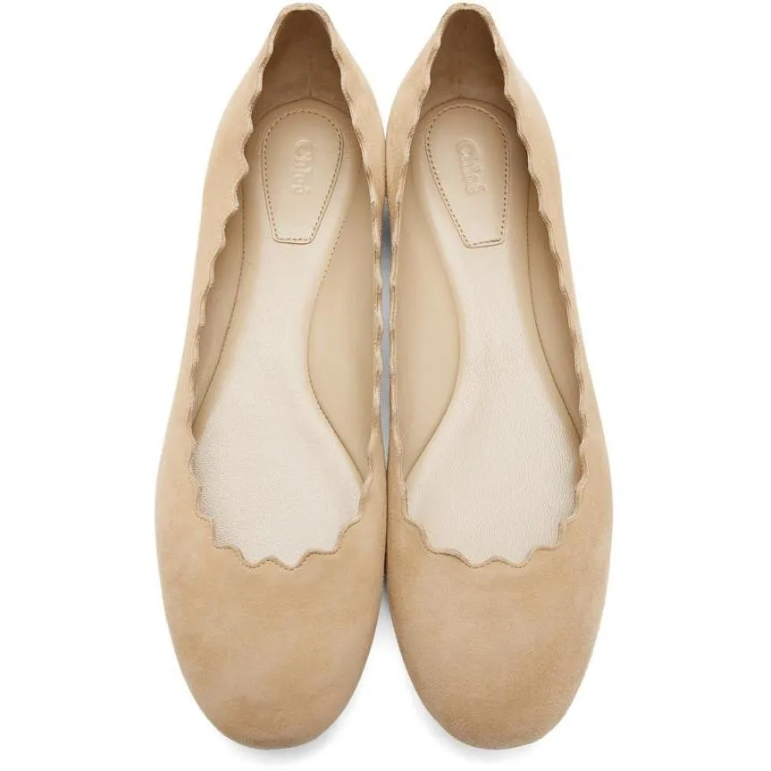 ChloÃ© Beige Suede Lauren Flats