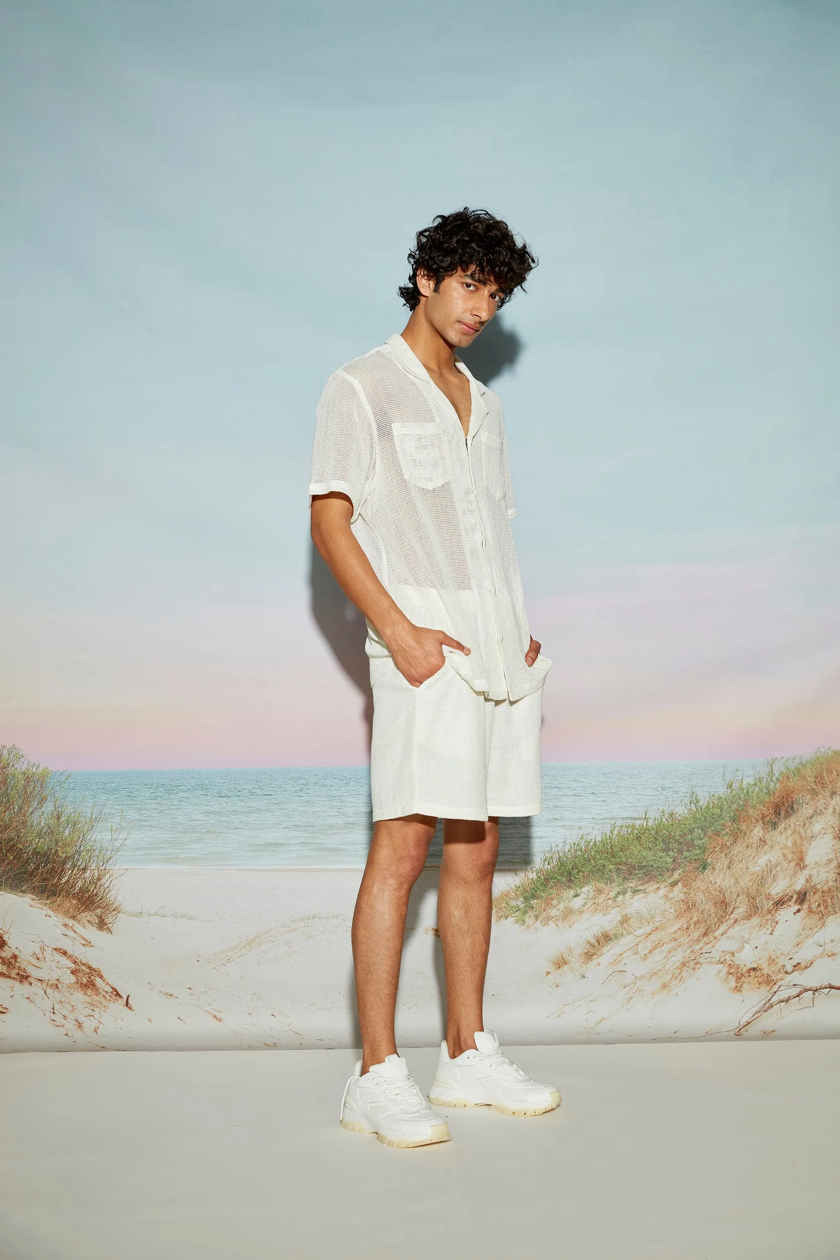 Cotton Mesh Resort Shirt and Shorts Set