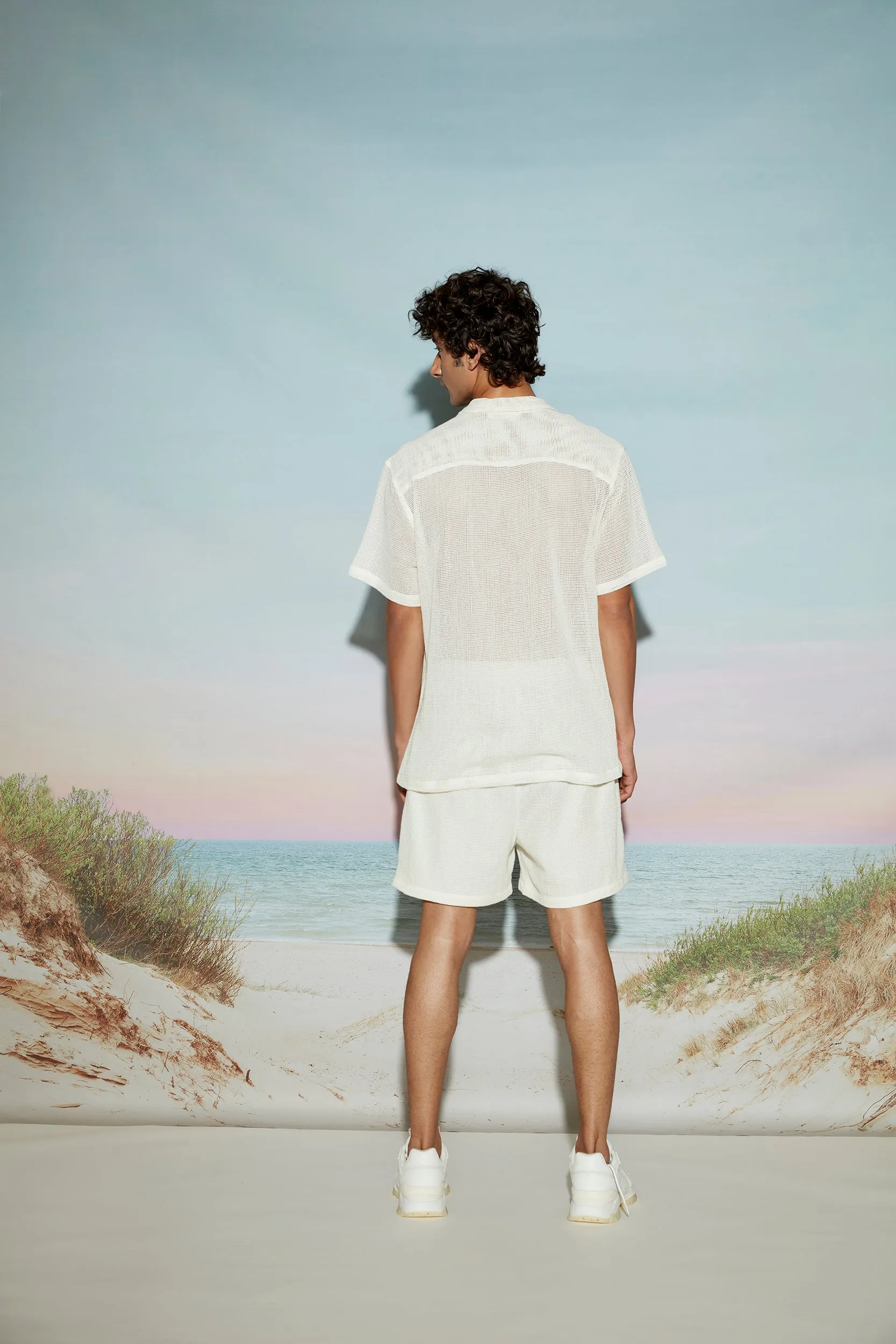 Cotton Mesh Resort Shirt and Shorts Set