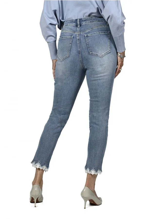 Embroidered Cuff Jeans