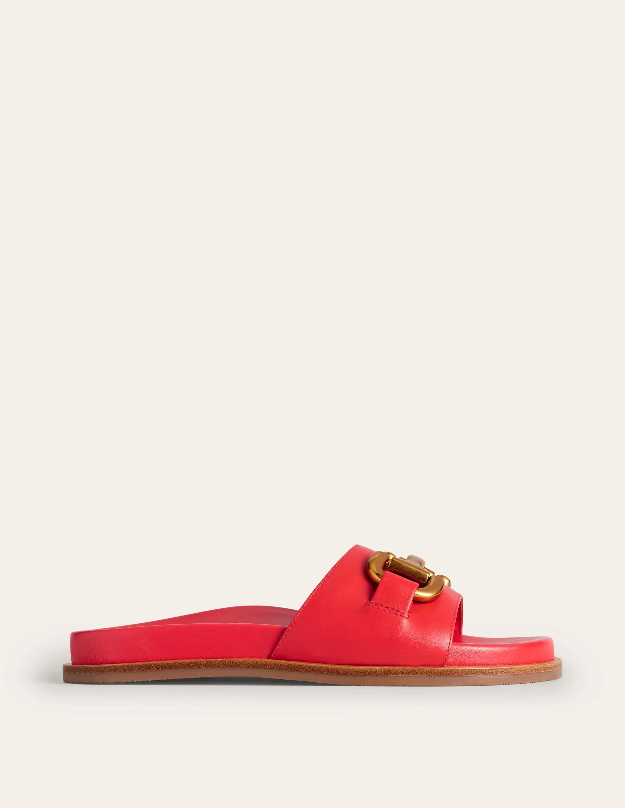 Iris Snaffle Slider Sandals-Red Leather