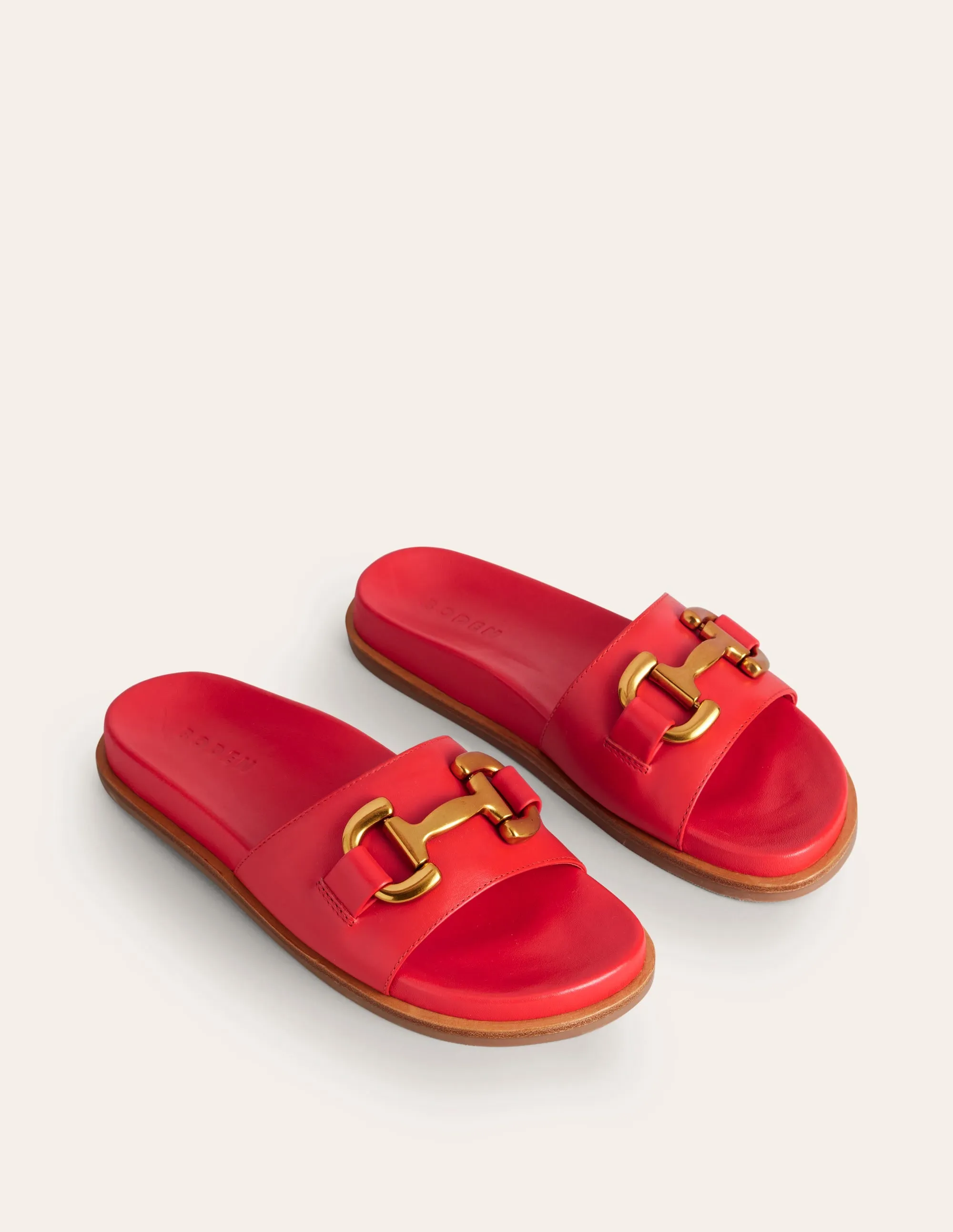 Iris Snaffle Slider Sandals-Red Leather