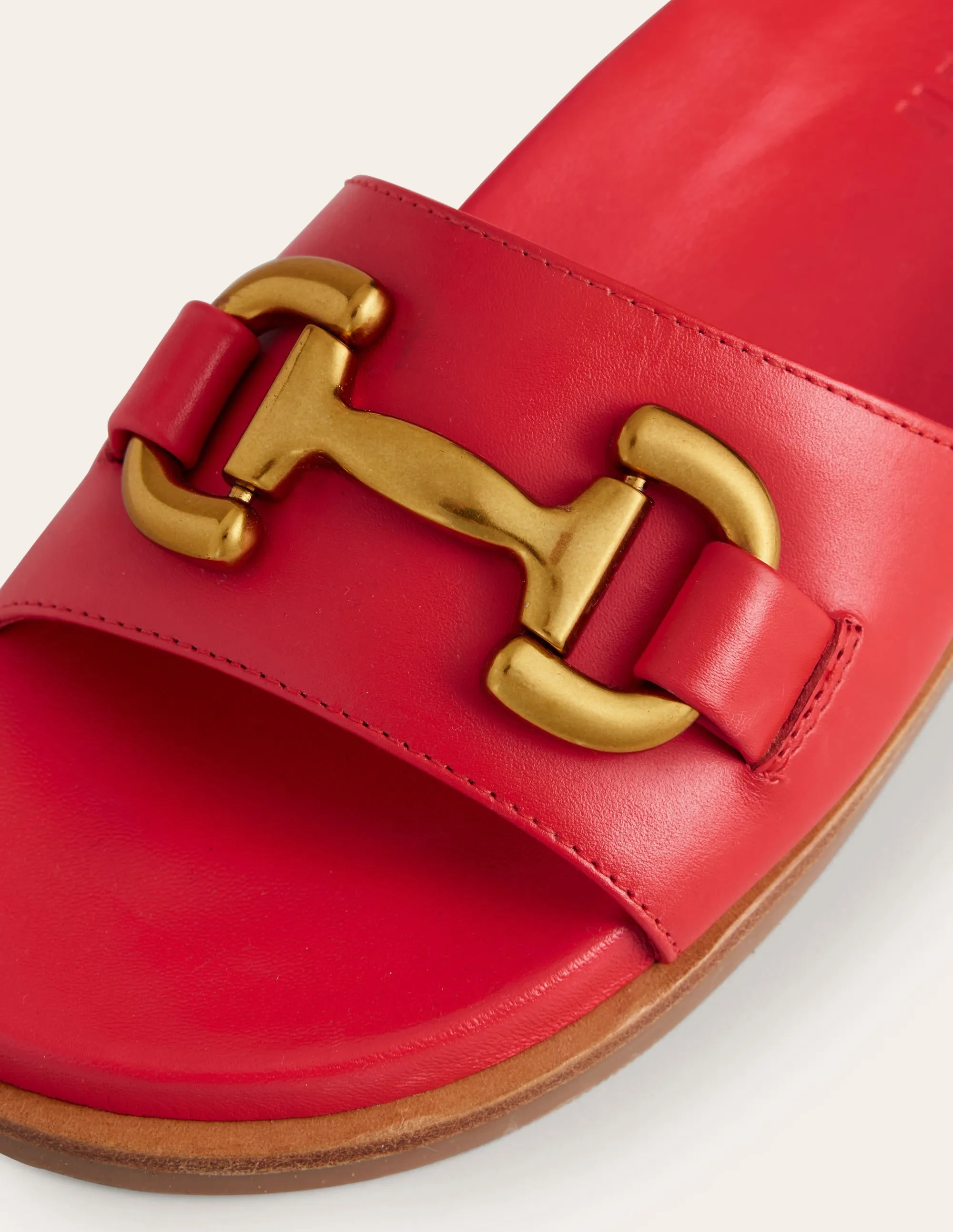 Iris Snaffle Slider Sandals-Red Leather