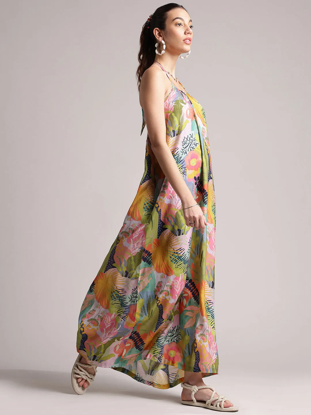 Janasya Tropical Maxi Dress