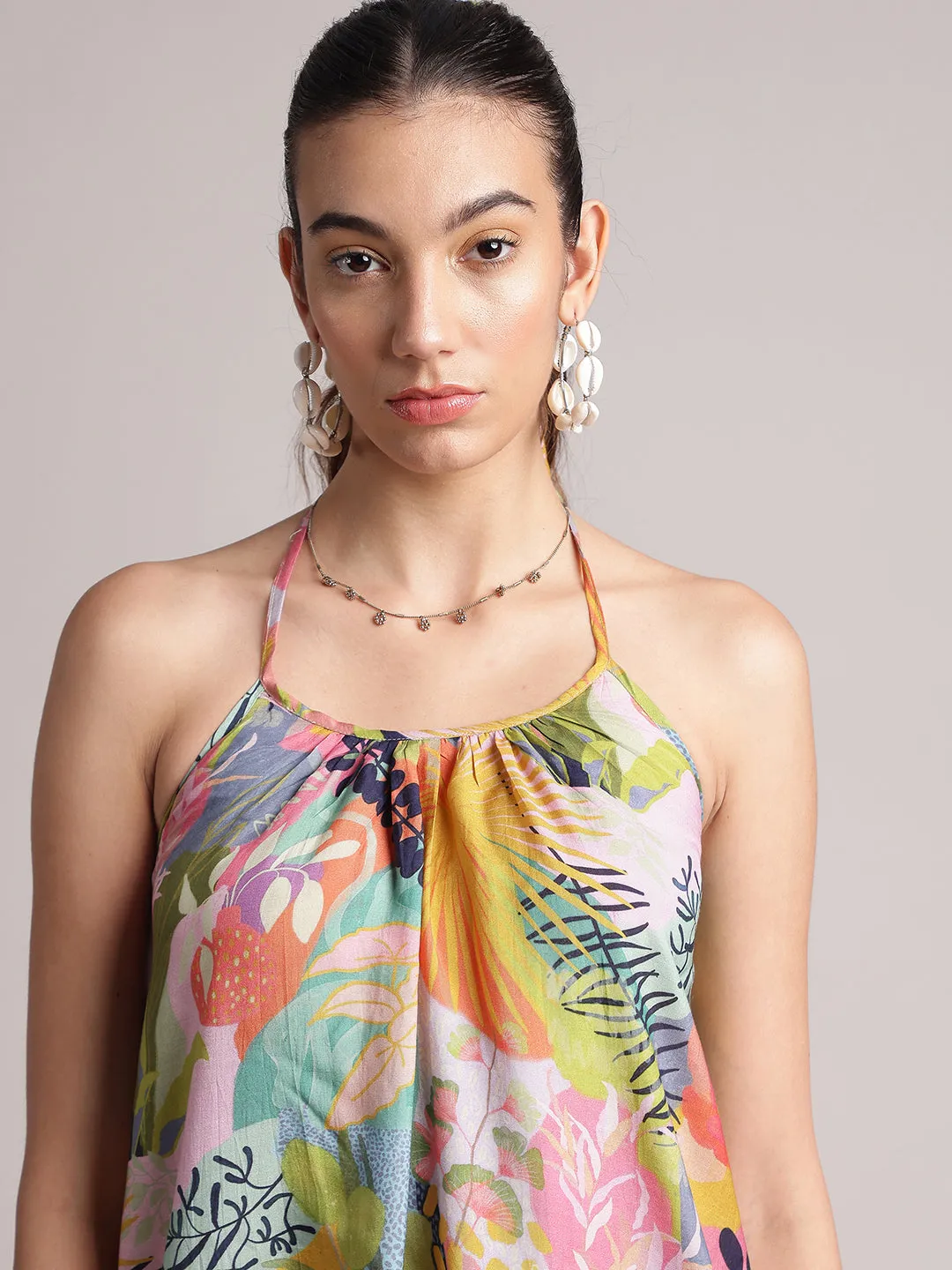 Janasya Tropical Maxi Dress