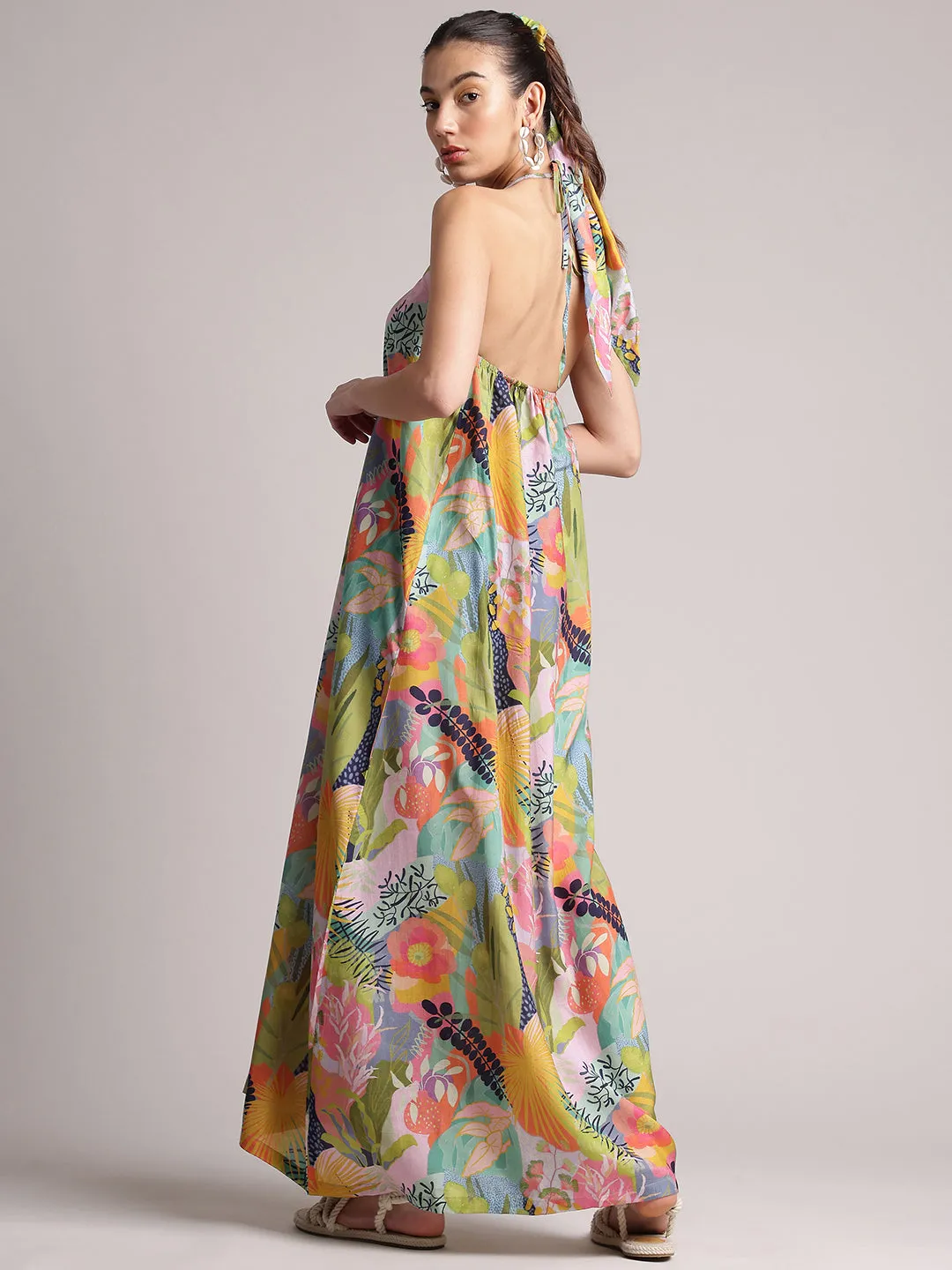 Janasya Tropical Maxi Dress