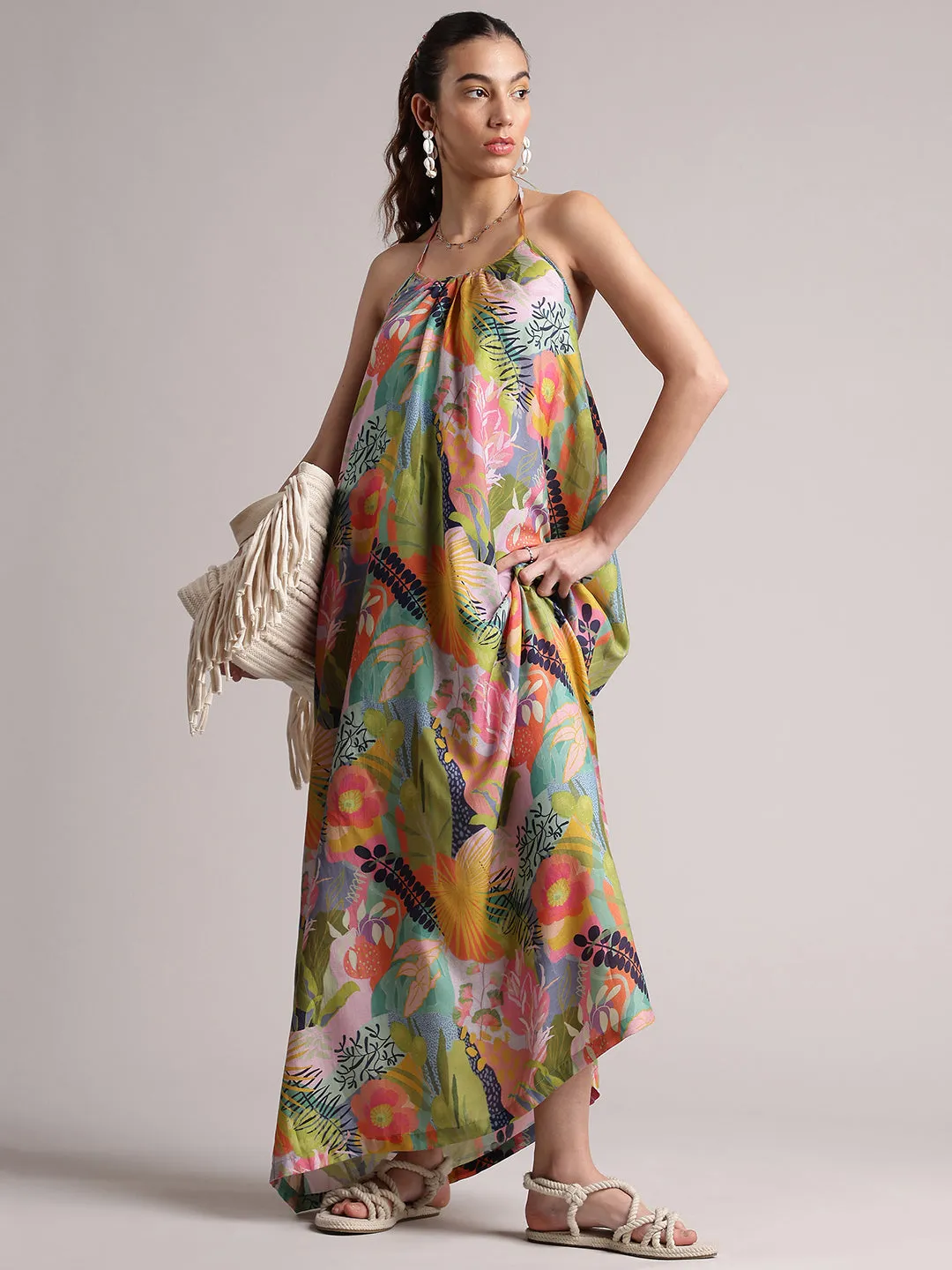 Janasya Tropical Maxi Dress
