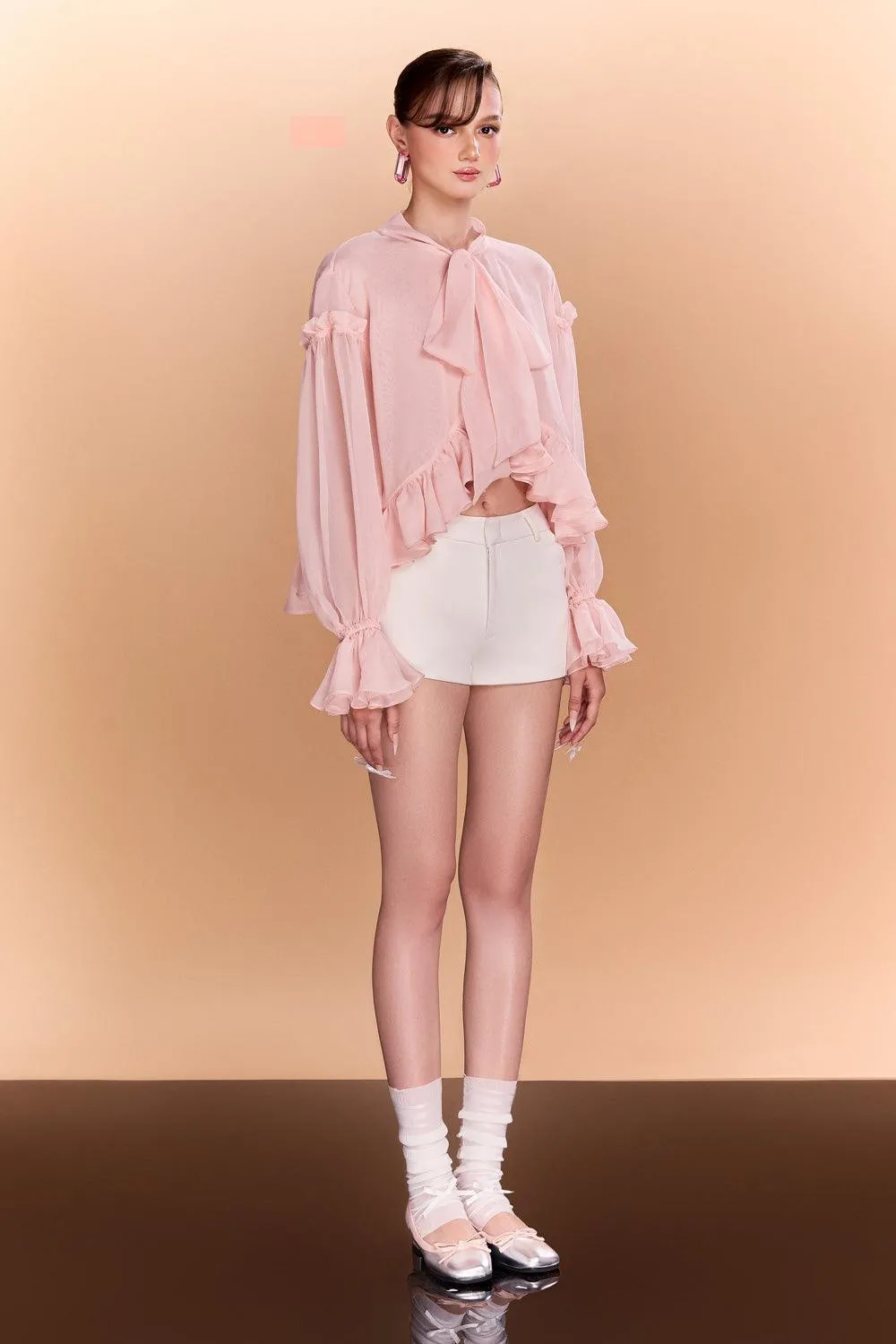Jayla Straight Front Zipper Crepe Mini Shorts