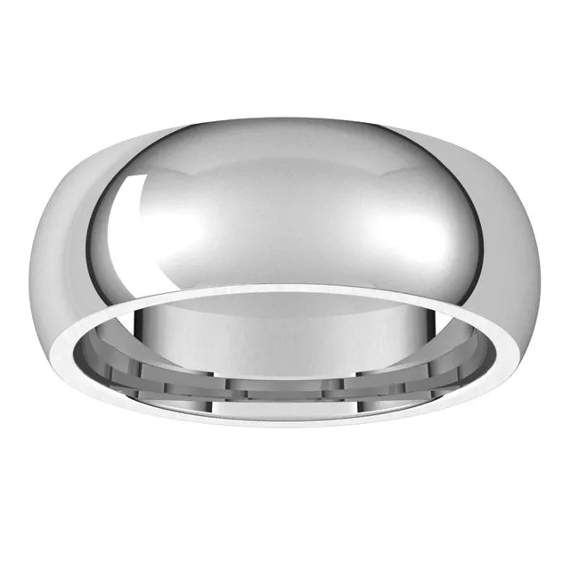 Palladium Domed Comfort Fit Wedding Band, 7 mm Wide