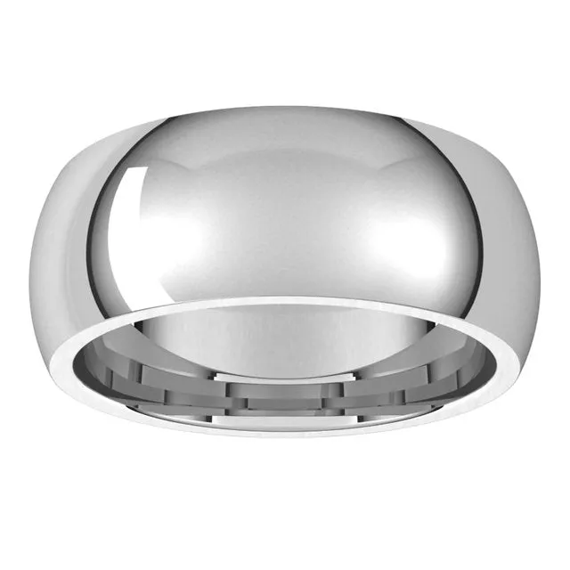 Platinum Domed Comfort Fit Wedding Band, 8 mm Wide