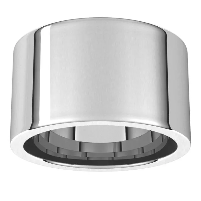Platinum Flat Comfort Fit Wedding Band, 12 mm Wide
