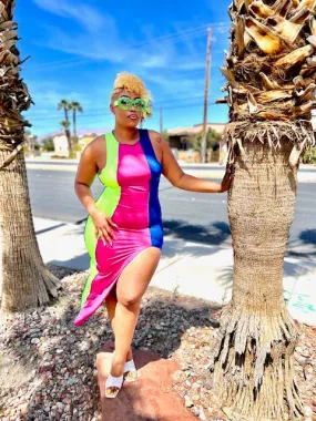 Plus Neon Green Multi color dress