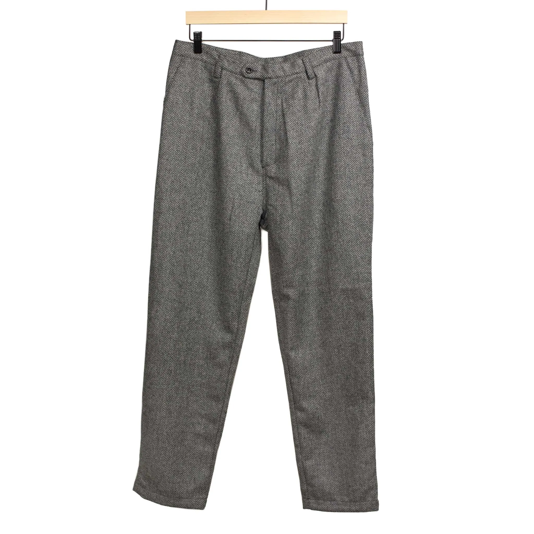 Seabiscuit wide trousers in grey herringbone wool