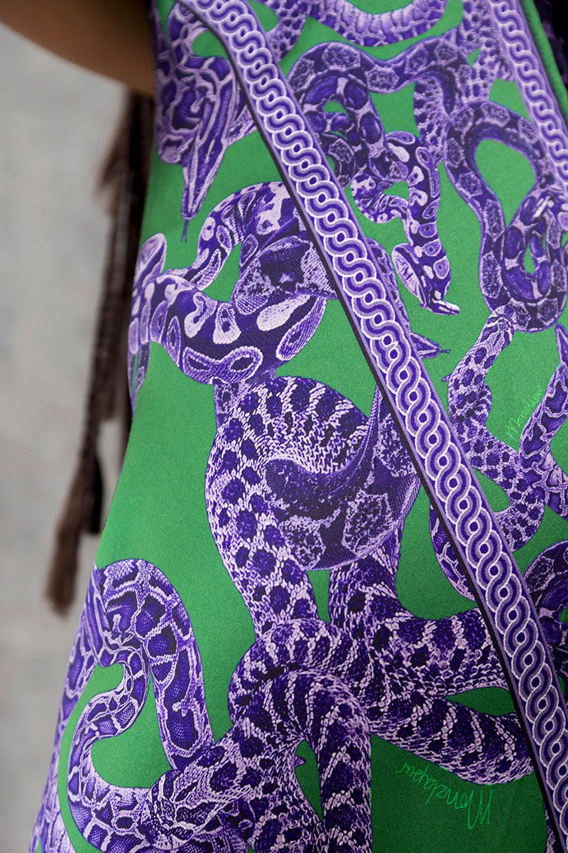 Silk Snake Scarf Dress - Maxi - Purple x Jade