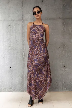 Silk Snake Scarf Dress - Maxi - Purple x Vino