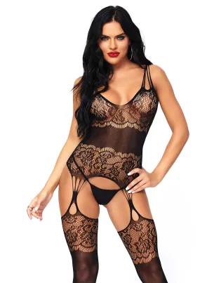 Strappy Rose Lace Suspender Bodystocking